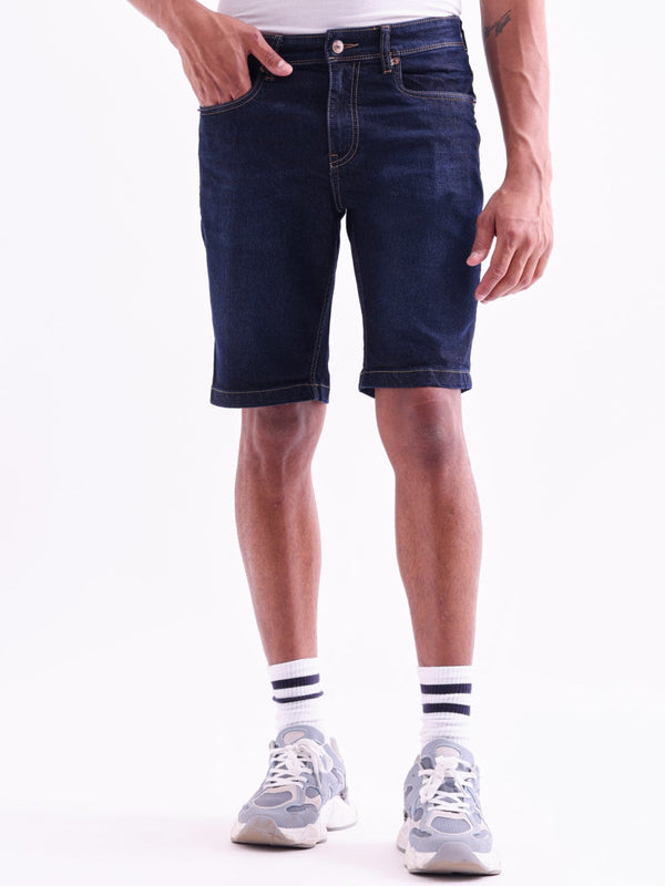 Blue Plain Denim Shorts