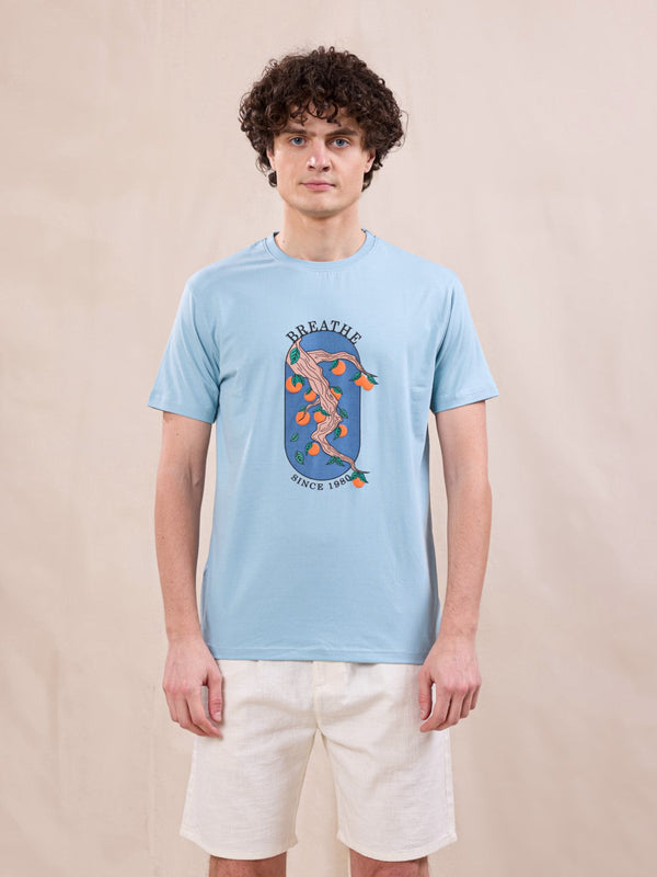Light Blue Graphic Print T-Shirt